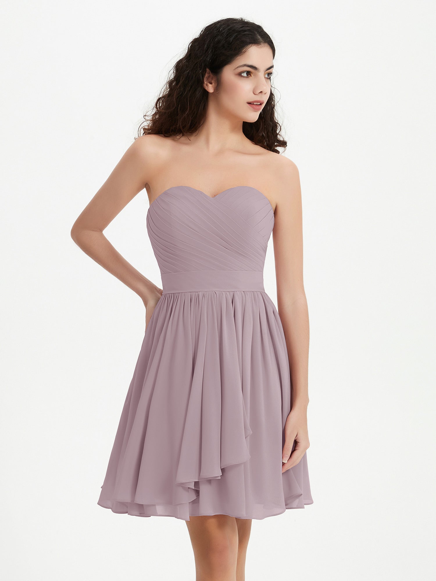 Strapless Chiffon Short Dresses with Bow Dusk